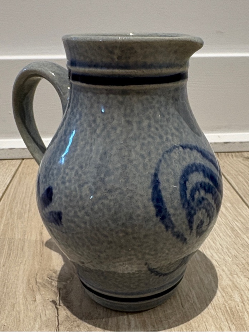 Handcrafted Blue and Gray Ceramic Pitcher Bembel Germany